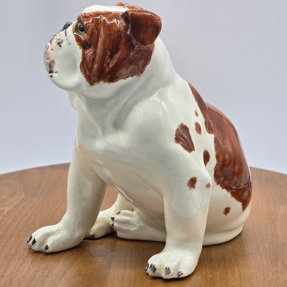 Antique Shafford Bulldog Brown White‎ Ceramic Sitting Dog Japan Collectible - Picture 2 of 11